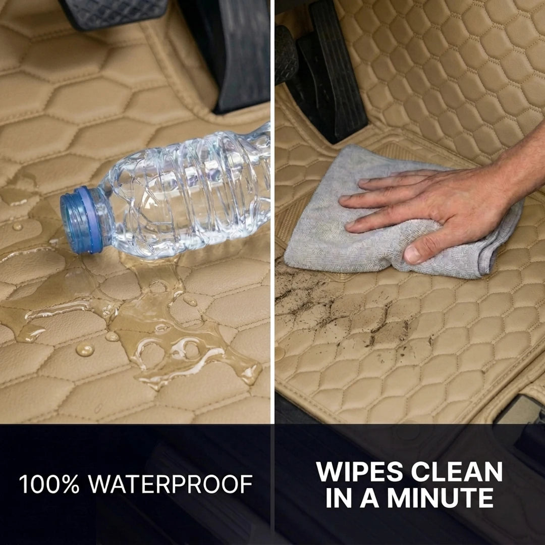 Tapis d'auto sur mesure Hexa - Beige crème