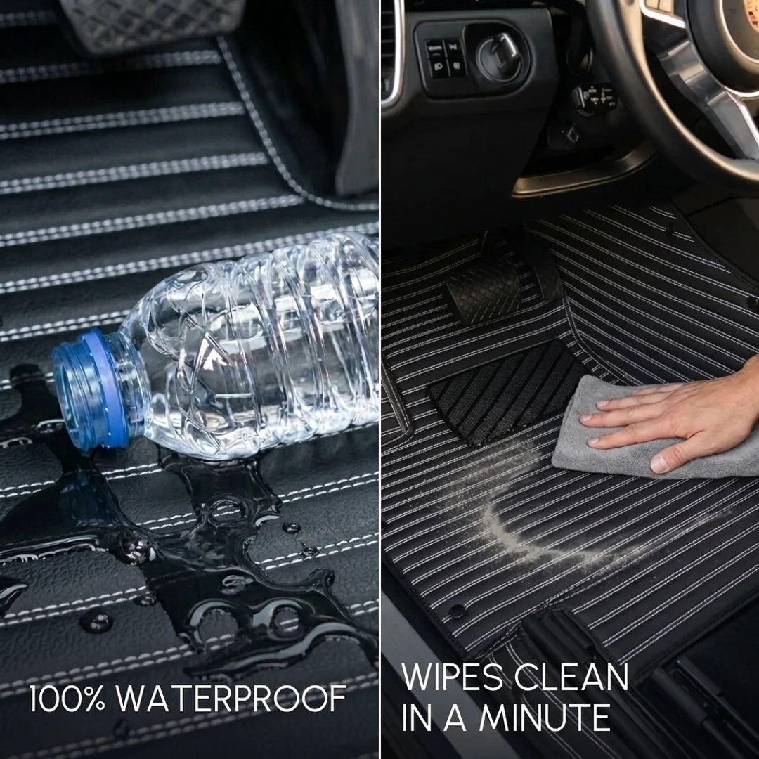 Tapis d'auto sur mesure série Ribbed - Noir et blanc