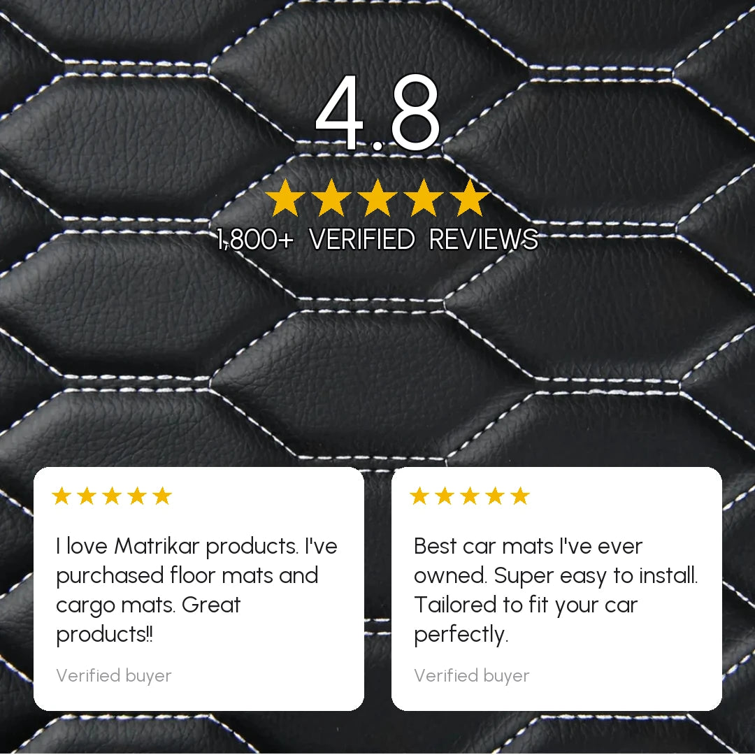 Tapis d'auto sur mesure série Hexa - Surpiqûres noir et blanc