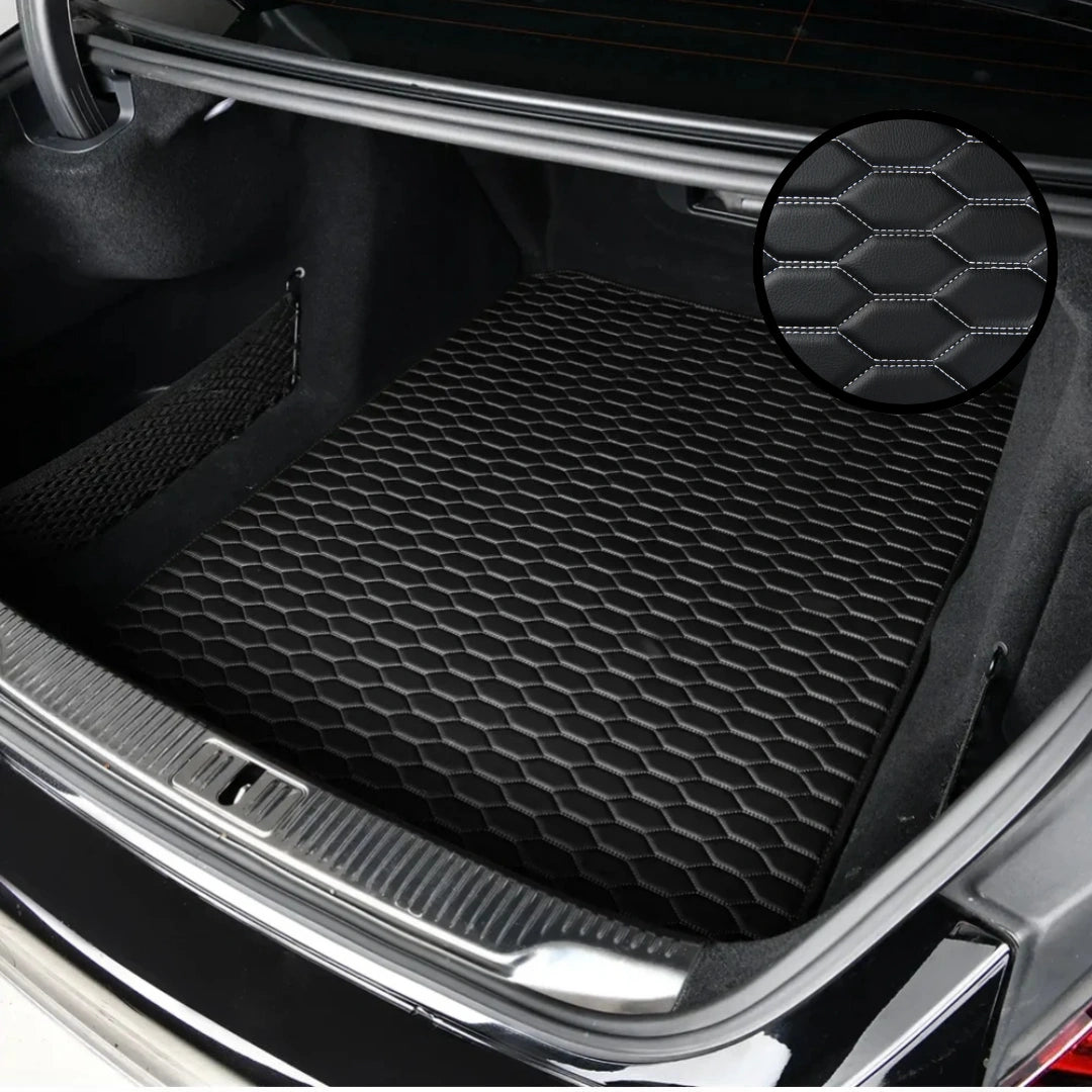 Hexa Series Custom Fit Trunk Mats - Black & White Stitching