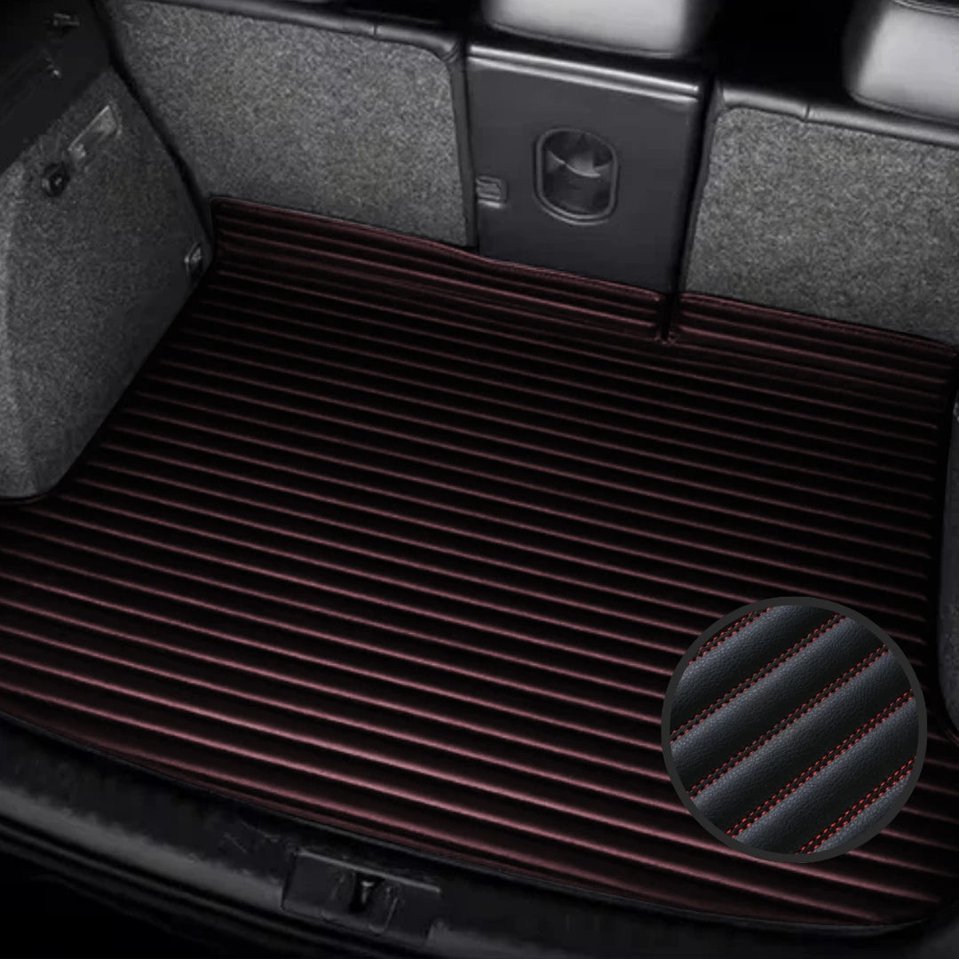 Ribbed Series Custom Fit Trunk Mats - Black & Red