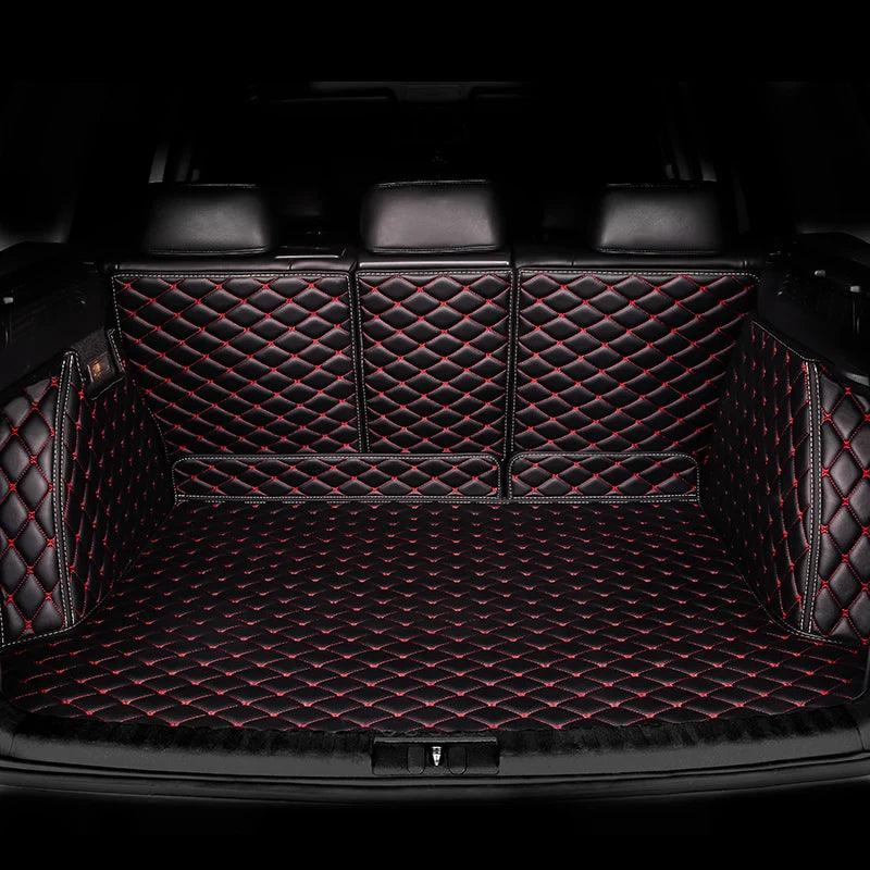 3D DIAMOND TRUNK MATS Black & Red Stitching - Diamond