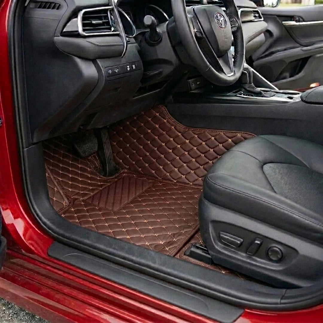 Matrikar Diamond Series custom fit car mats in Chocolate Brown fitted in a Toyota Camry