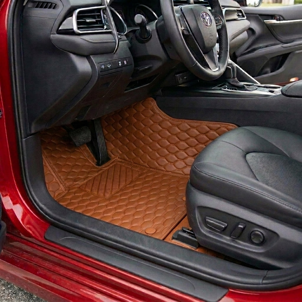 Tapis d'auto sur mesure Hexa - Brun caramel