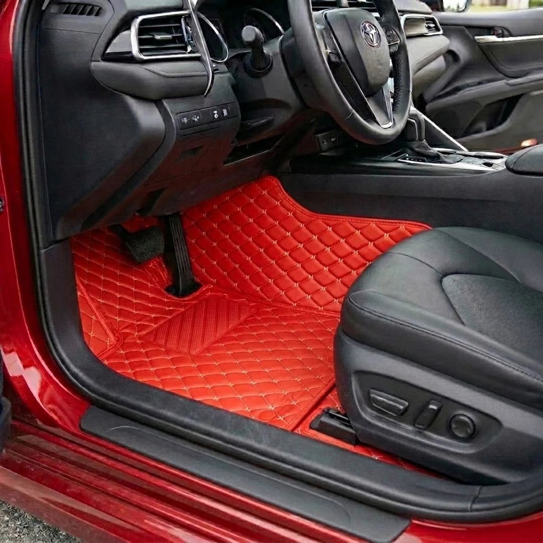Matrikar Diamond Series custom fit car mats in Ferrari Red fitted in a Toyota Camry