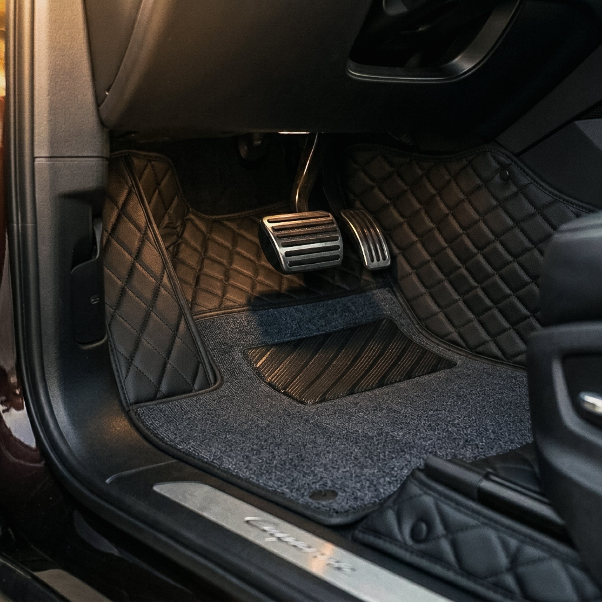 Dual-Layer Series Custom Fit Car Mats - All Black & Grey Top Carpet