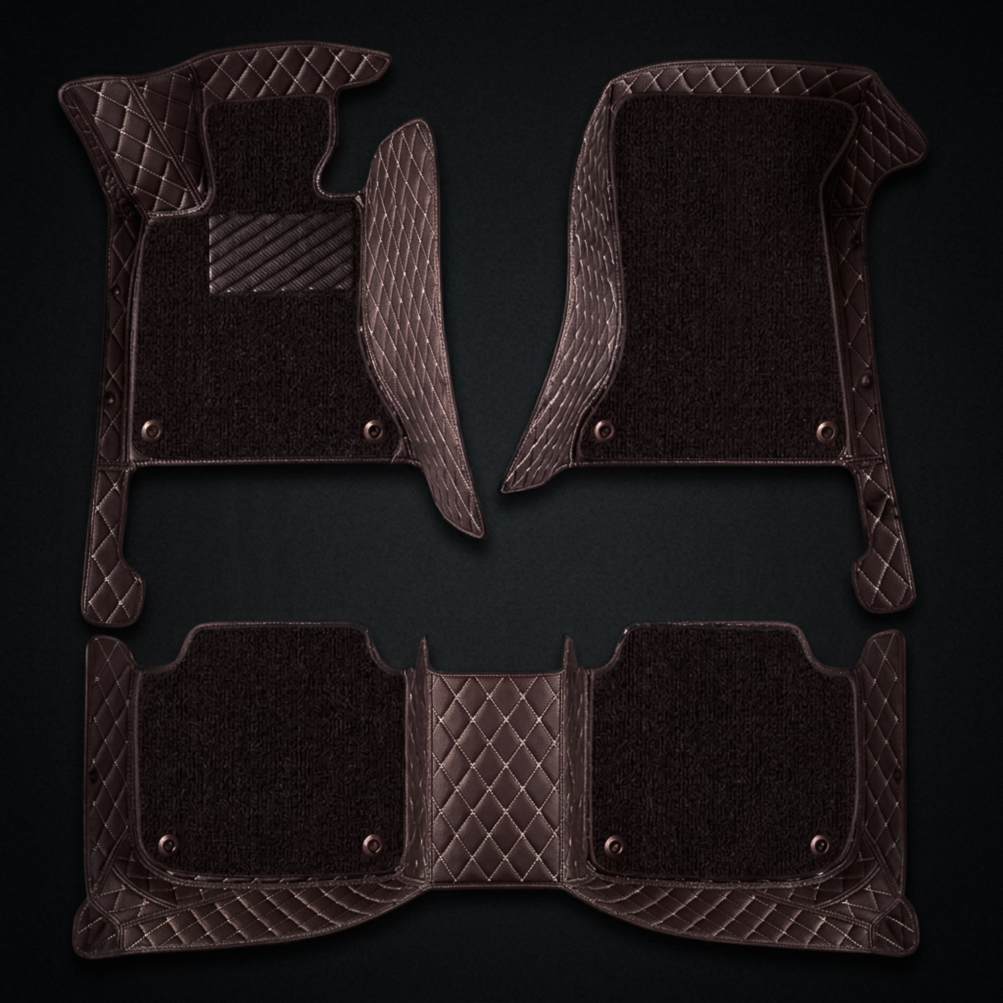 Dual-Layer Series Custom Fit Car Mats - Chocolate Brown & Chocolate Brown Top Carpet