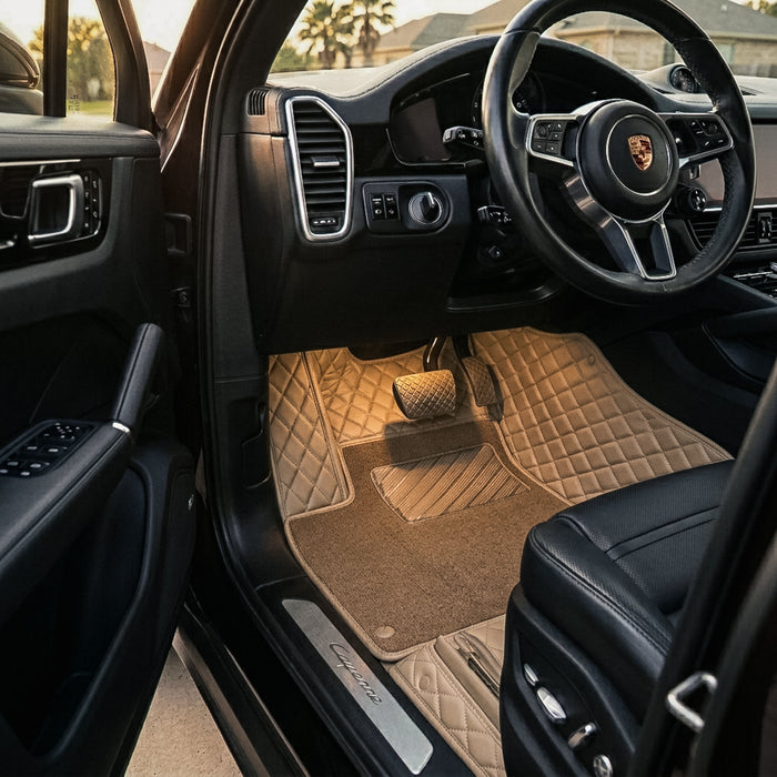 Dual-Layer Series Custom Fit Car Mats - Cream Beige & Beige Top Carpet