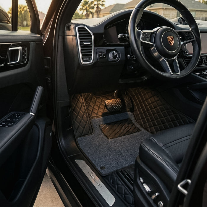 Dual-Layer Series Custom Fit Car Mats - All Black & Grey Top Carpet