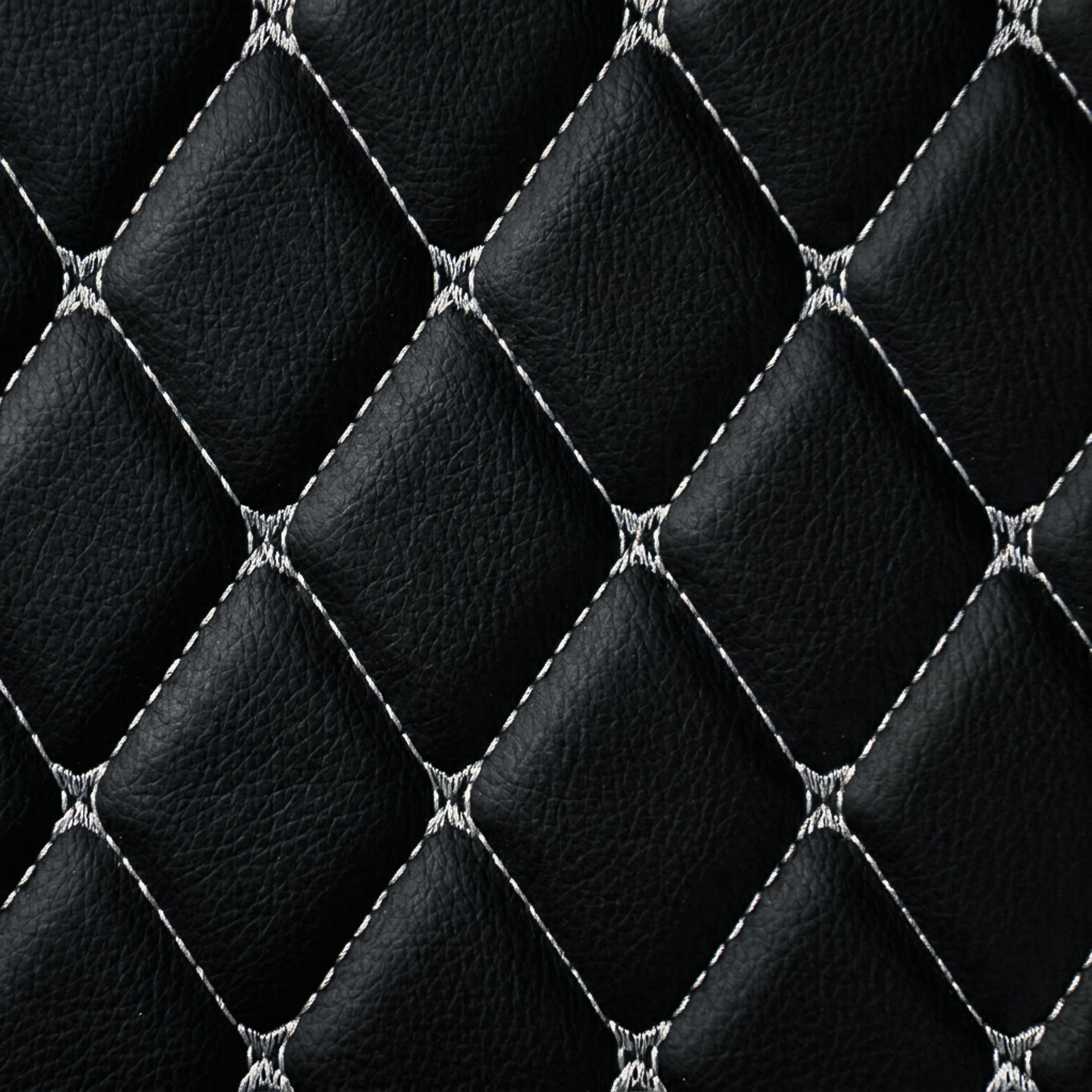Diamond Series Custom Fit Car Mats - Black & White Stitching