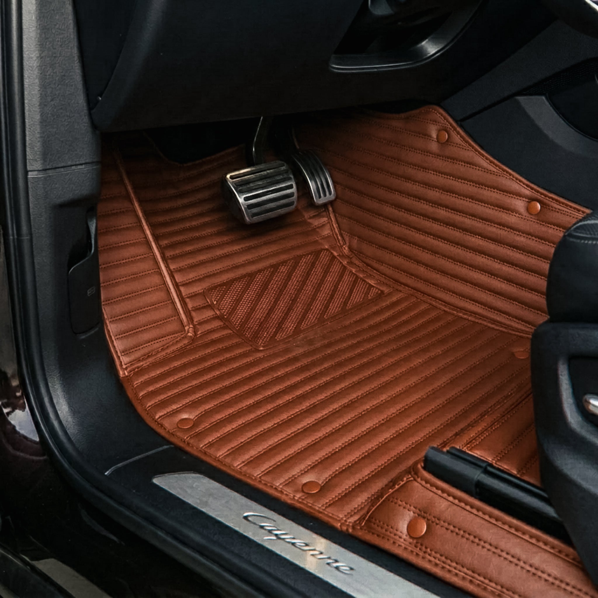 Ribbed Series Custom Fit Car Mats - Caramel Brown