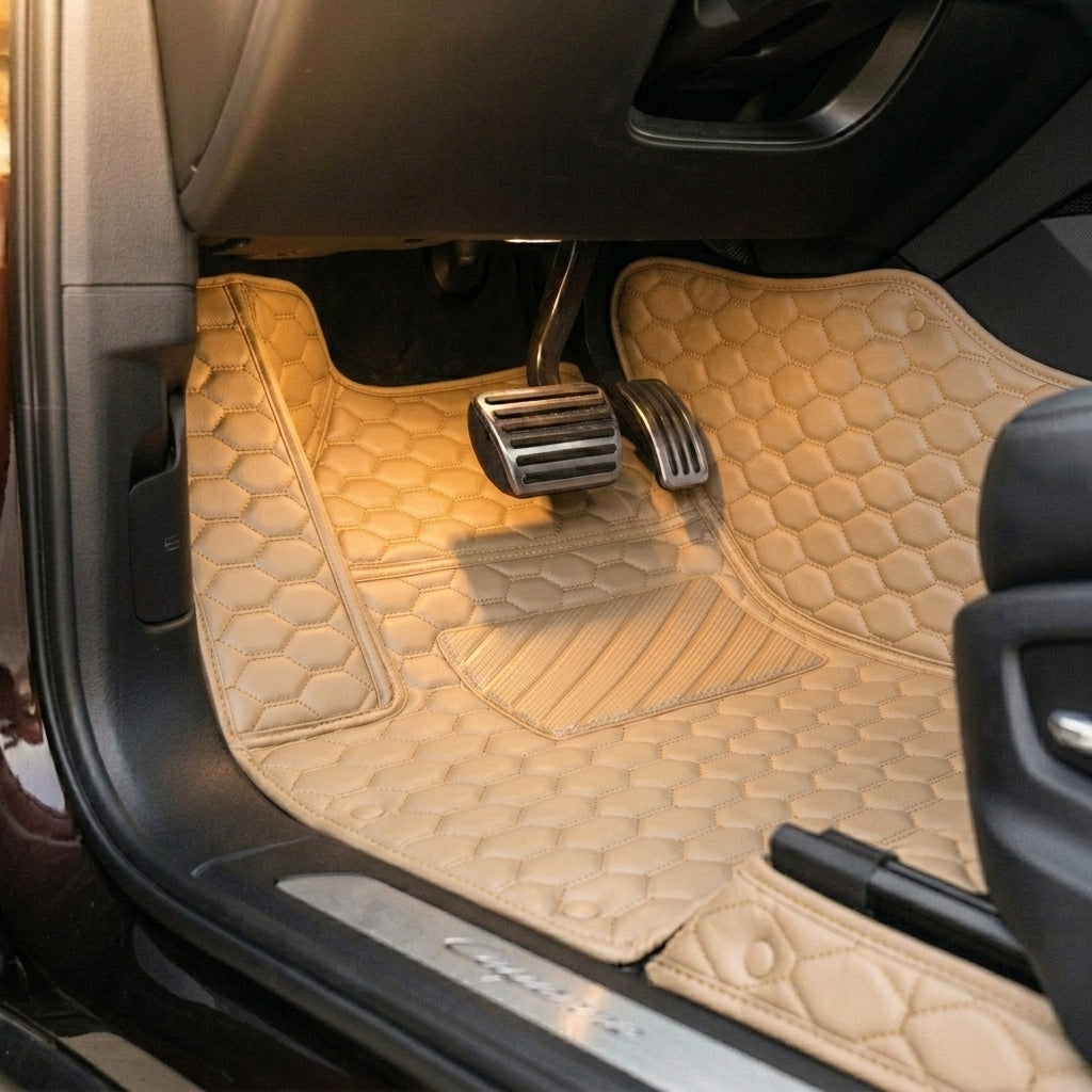Tapis d'auto sur mesure Hexa - Beige crème