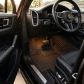 Tapis d'auto sur mesure série Hexa - Surpiqûres noir et rouge