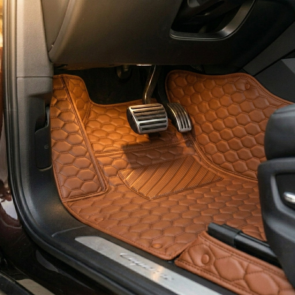 Tapis d'auto sur mesure Hexa - Brun caramel