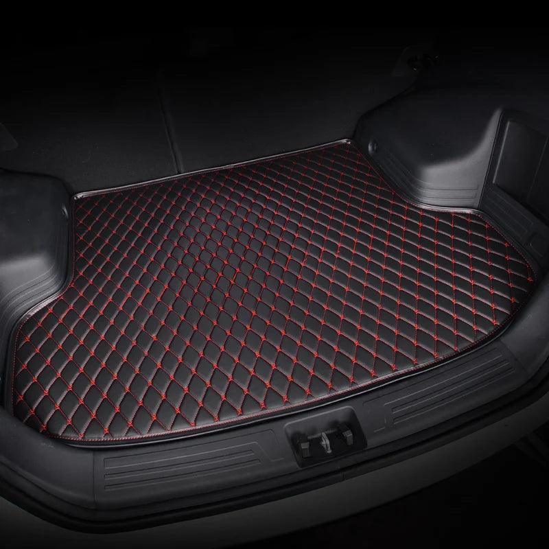 DIAMOND BASE TRUNK MATS Black & Red Stitching - Diamond 22