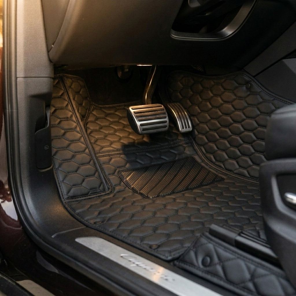 Tapis d'auto sur mesure série Hexa - Tout noir