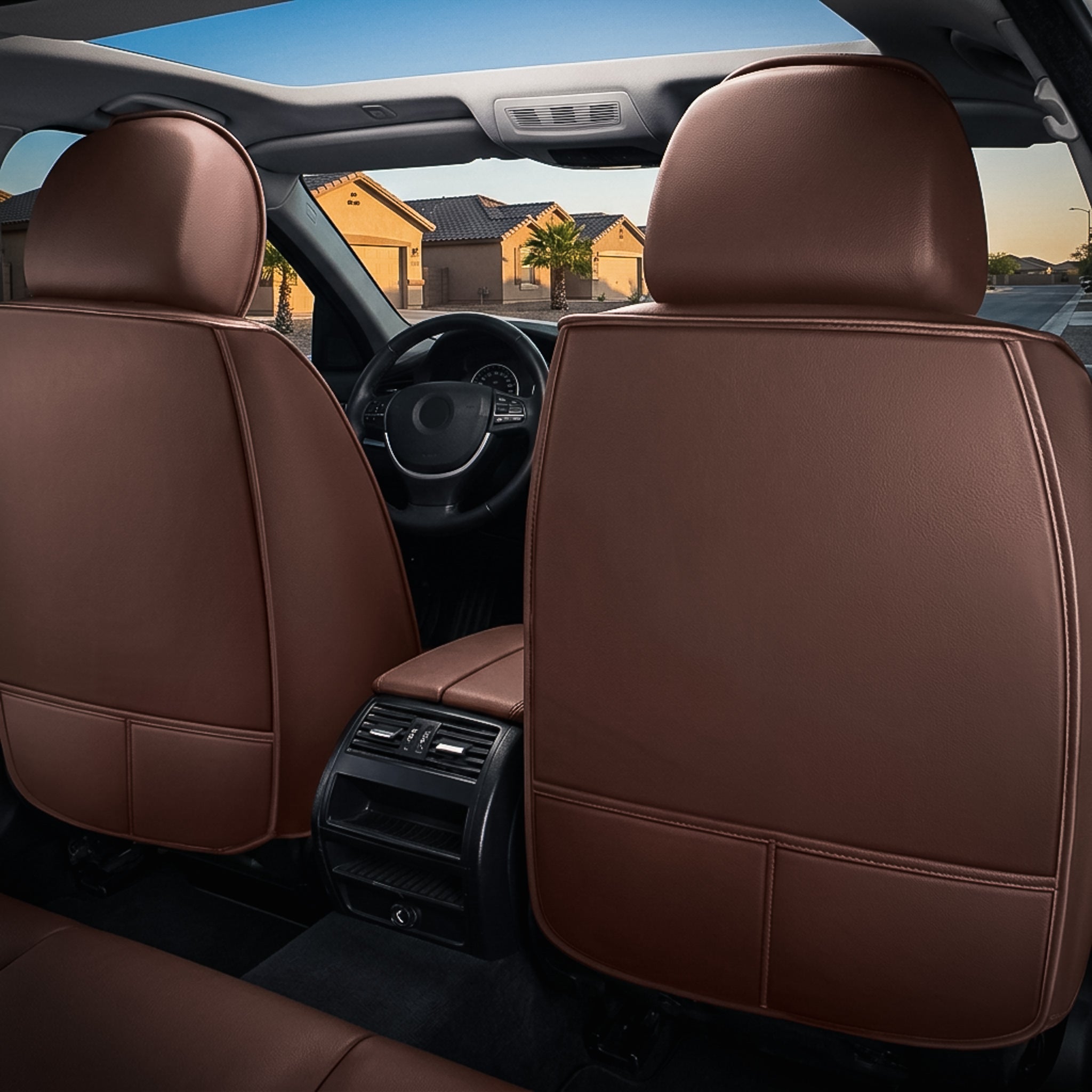 Diamond Luxe Series Custom Fit Seat Covers - Caramel Brown