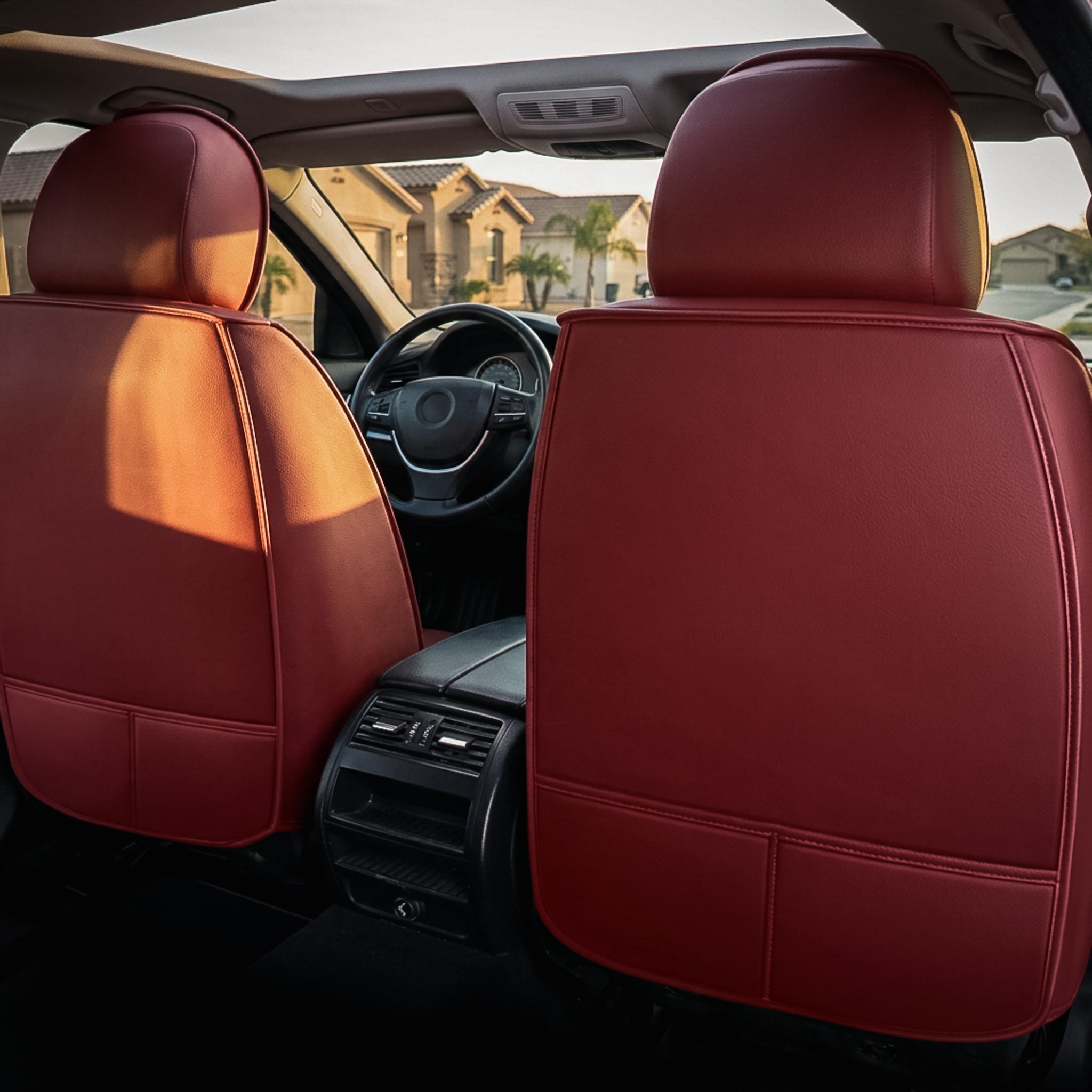 Diamond Luxe Series Custom Fit Seat Covers - Red Wine