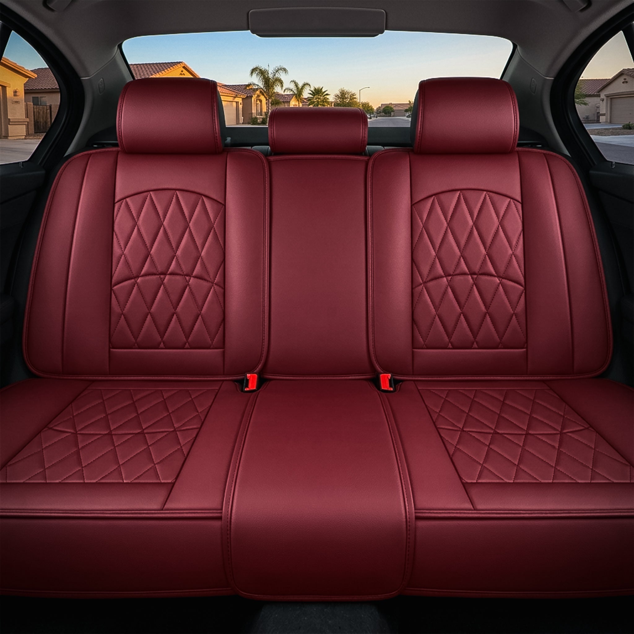 Diamond Luxe Series Custom Fit Seat Covers - Red Wine