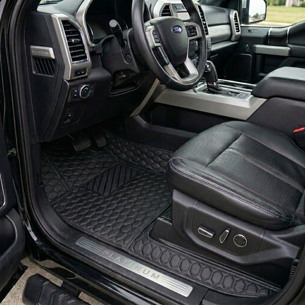 Tapis d'auto sur mesure série Hexa - Tout noir