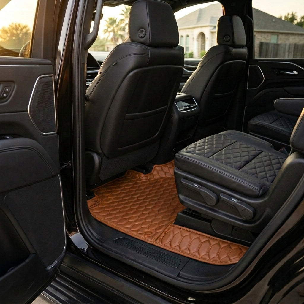 Tapis d'auto sur mesure Hexa - Brun caramel