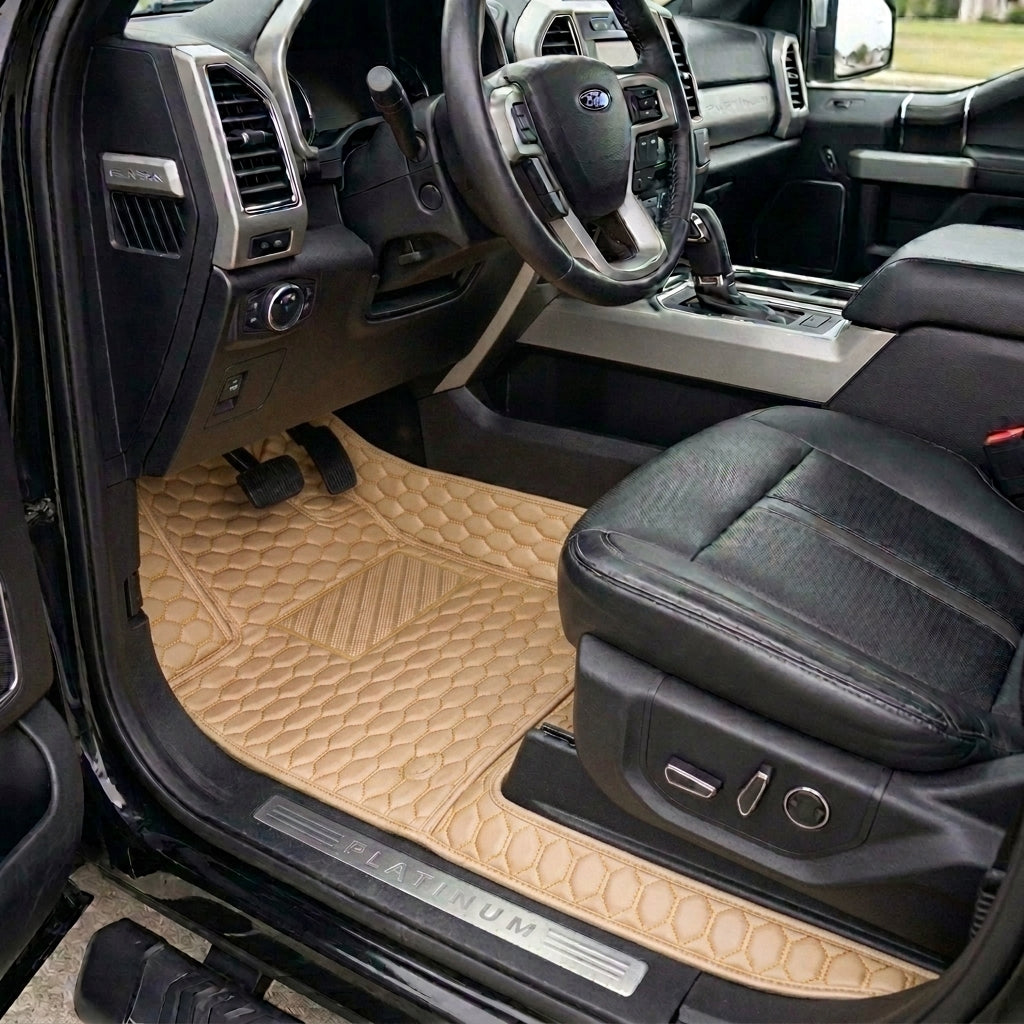 Tapis d'auto sur mesure Hexa - Beige crème
