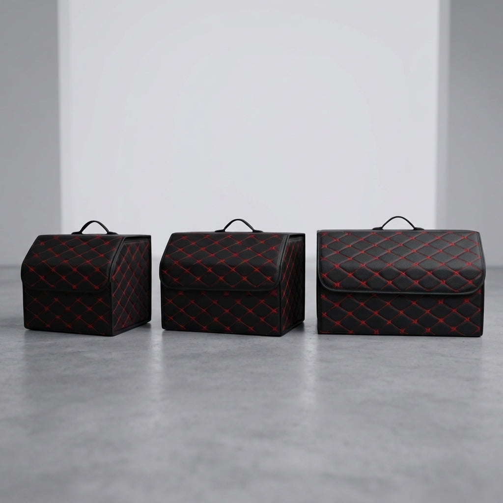 Premium Trunk Organizers - Red Stitching