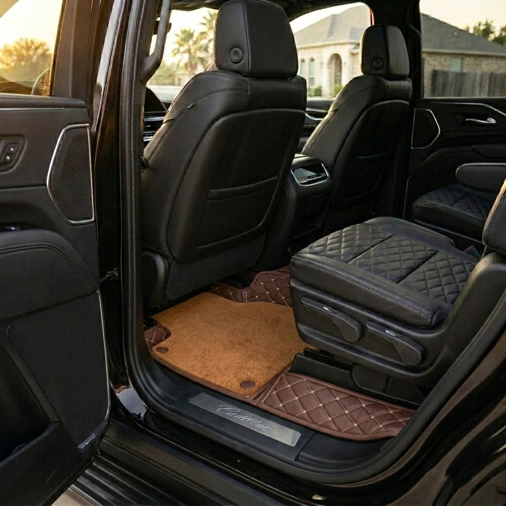 Dual-Layer Series Custom Fit Car Mats - Chocolate Brown & Caramel Brown Top Carpet