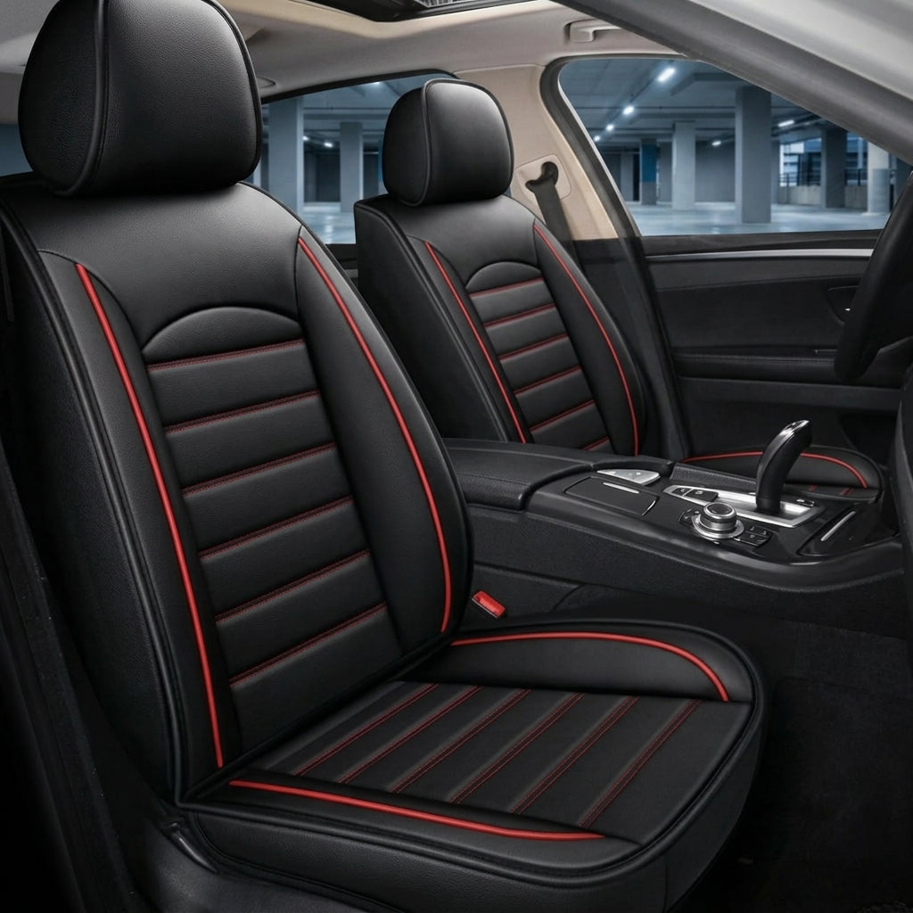 Ribbed Sport Series Custom Fit Seat Covers - Black & Red