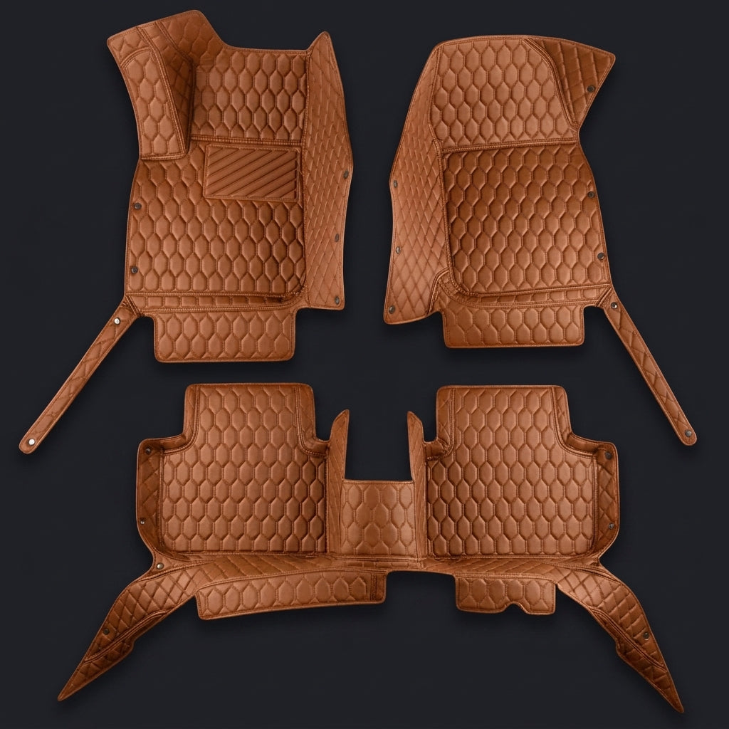 Tapis d'auto sur mesure Hexa - Brun caramel