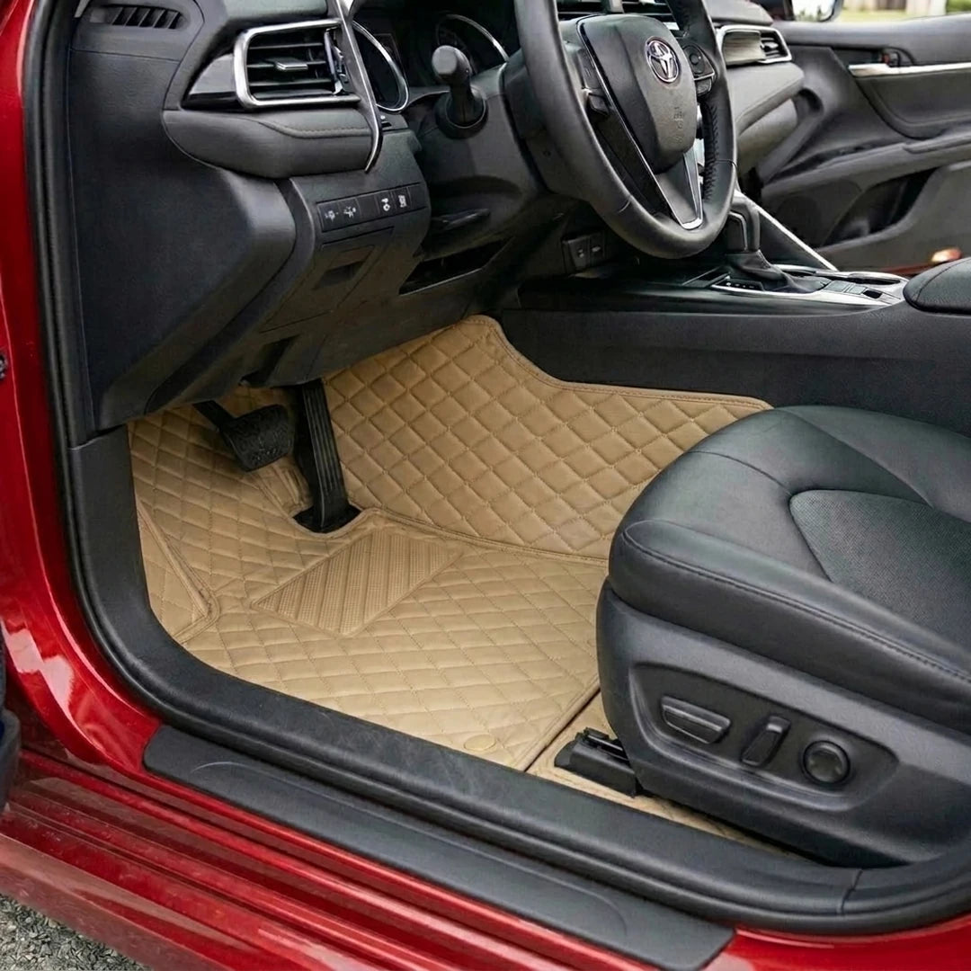 Matrikar Diamond Series custom fit car mats in Cream Beige fitted in a Toyota Camry