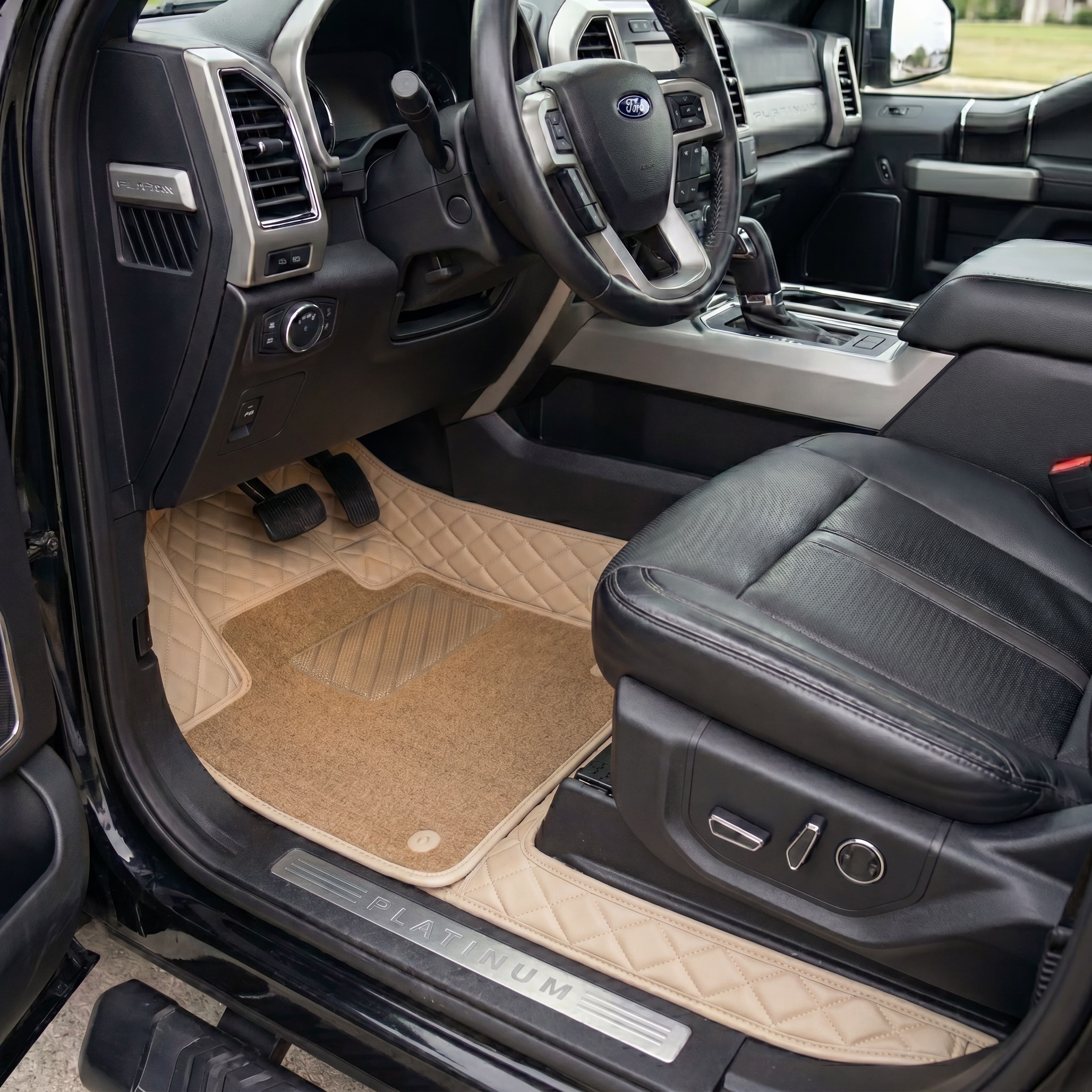 Dual-Layer Series Custom Fit Car Mats - Cream Beige & Beige Top Carpet