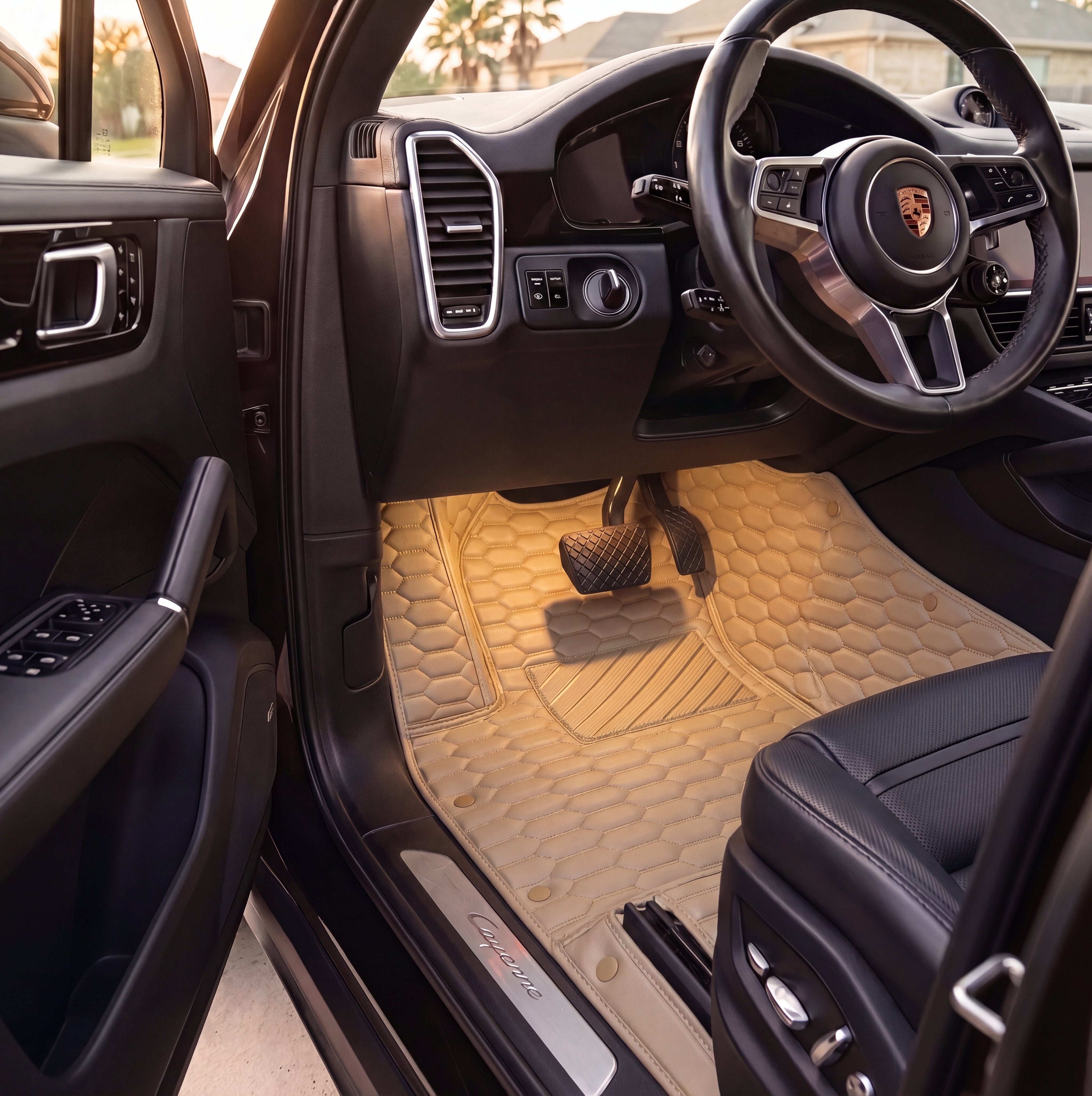 Hexa Series Custom Fit Car Mats - Cream Beige