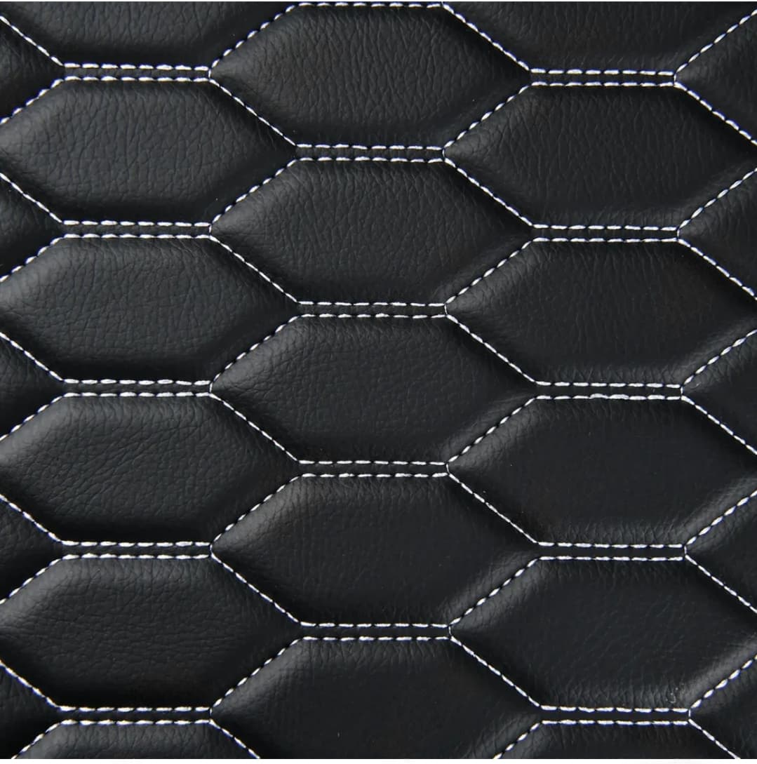 Hexa Series Custom Fit Car Mats - Black & White Stitching