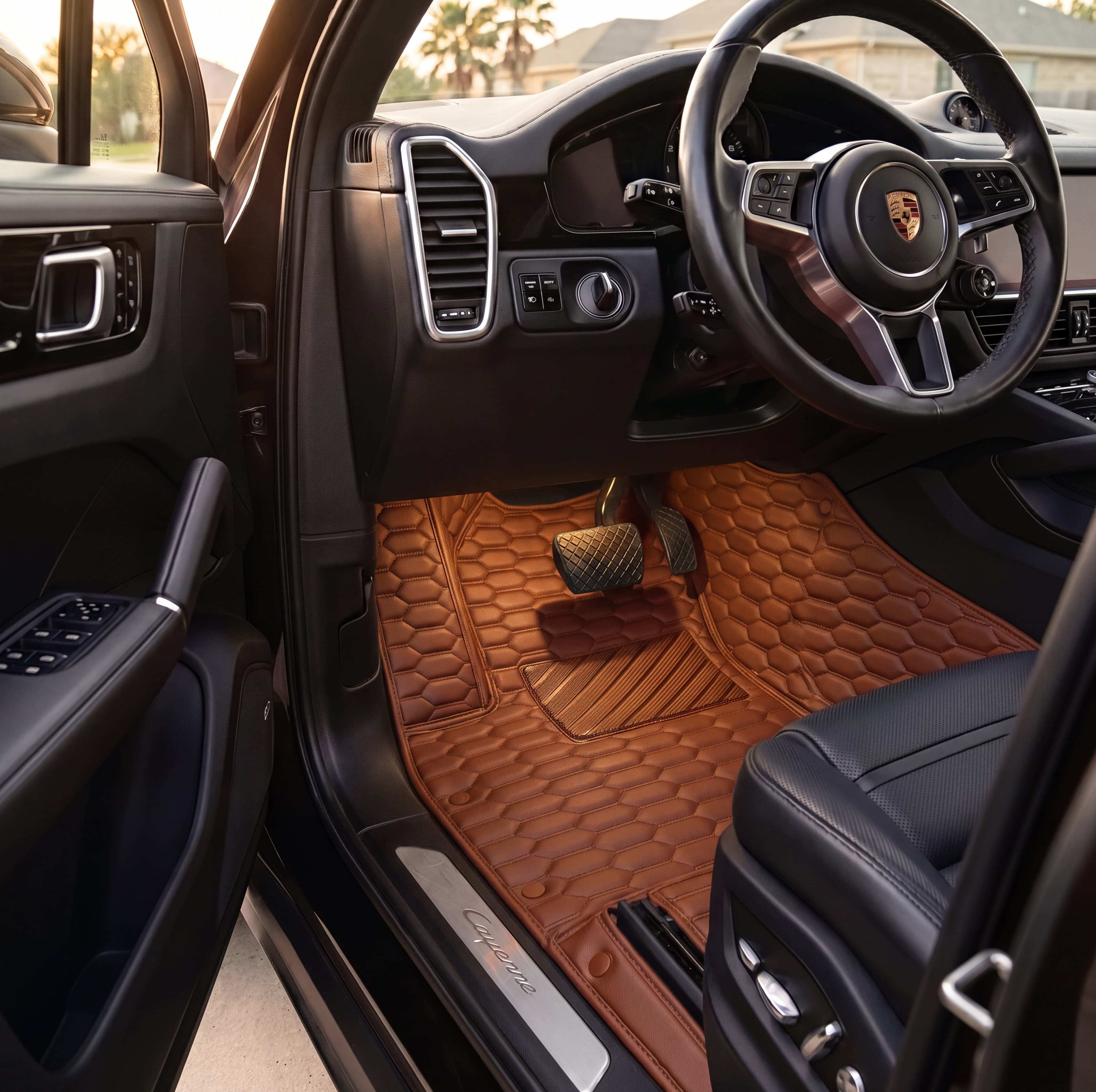 Hexa Series Custom Fit Car Mats - Caramel Brown