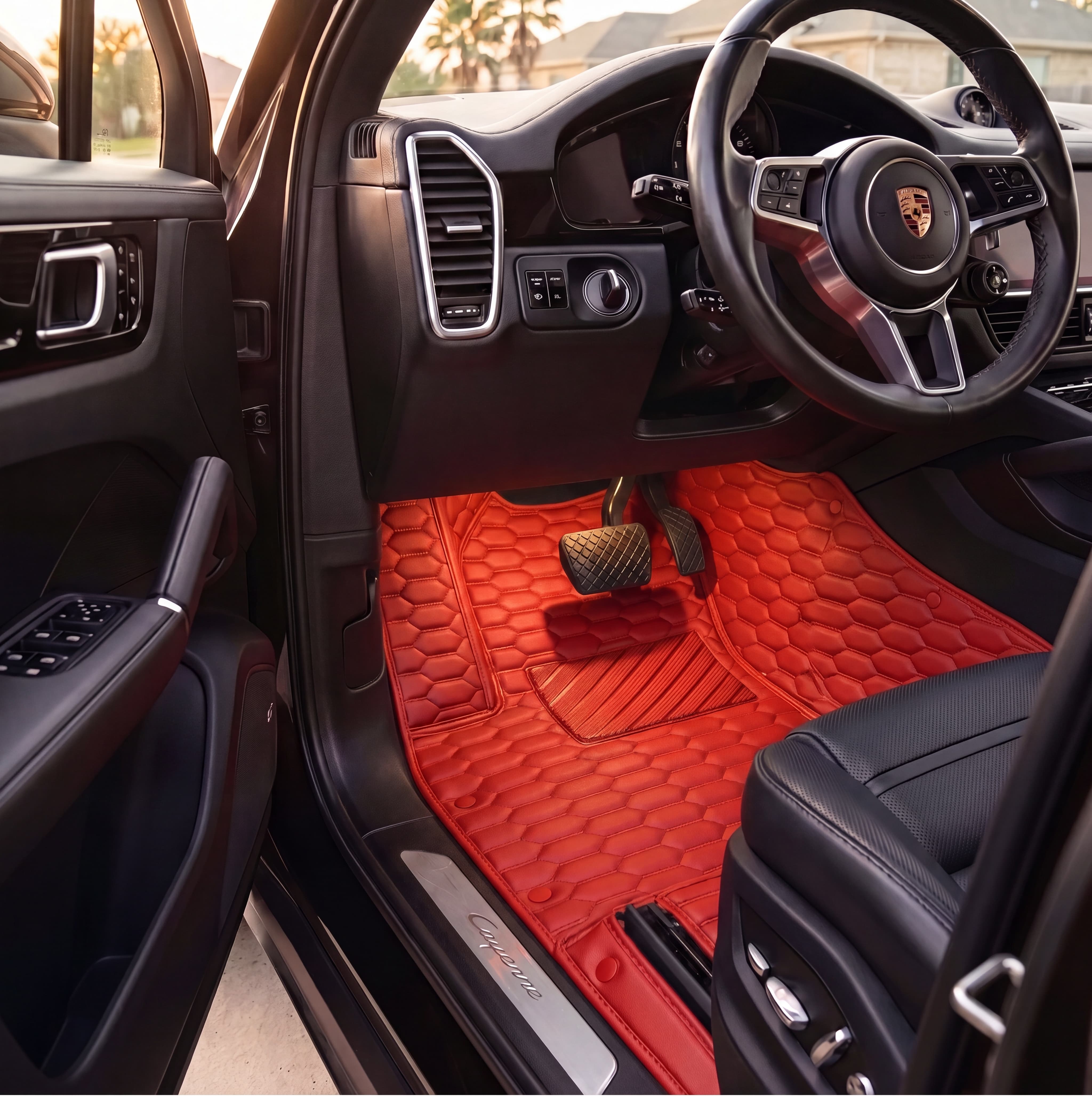 Hexa Series Custom Fit Car Mats - Ferrari Red