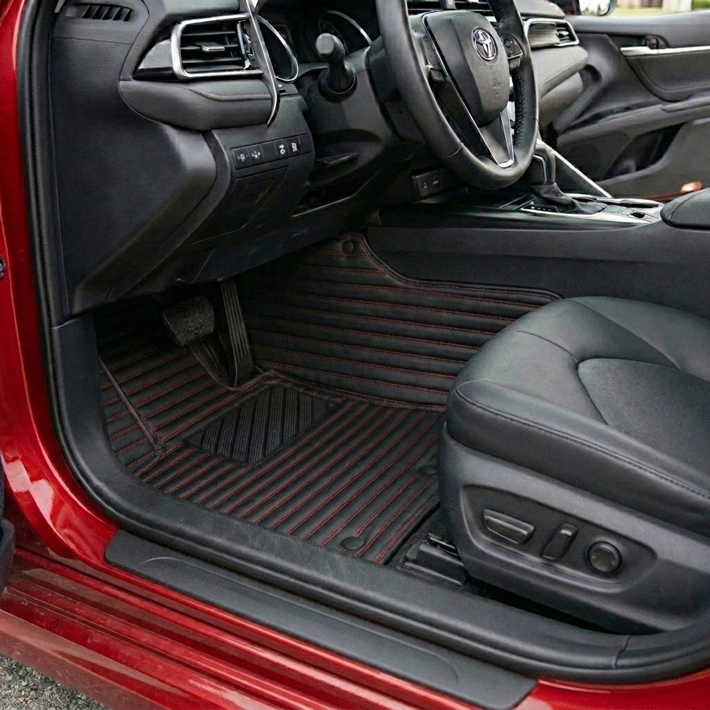 Ribbed Series Custom Fit Car Mats - Black & Red
