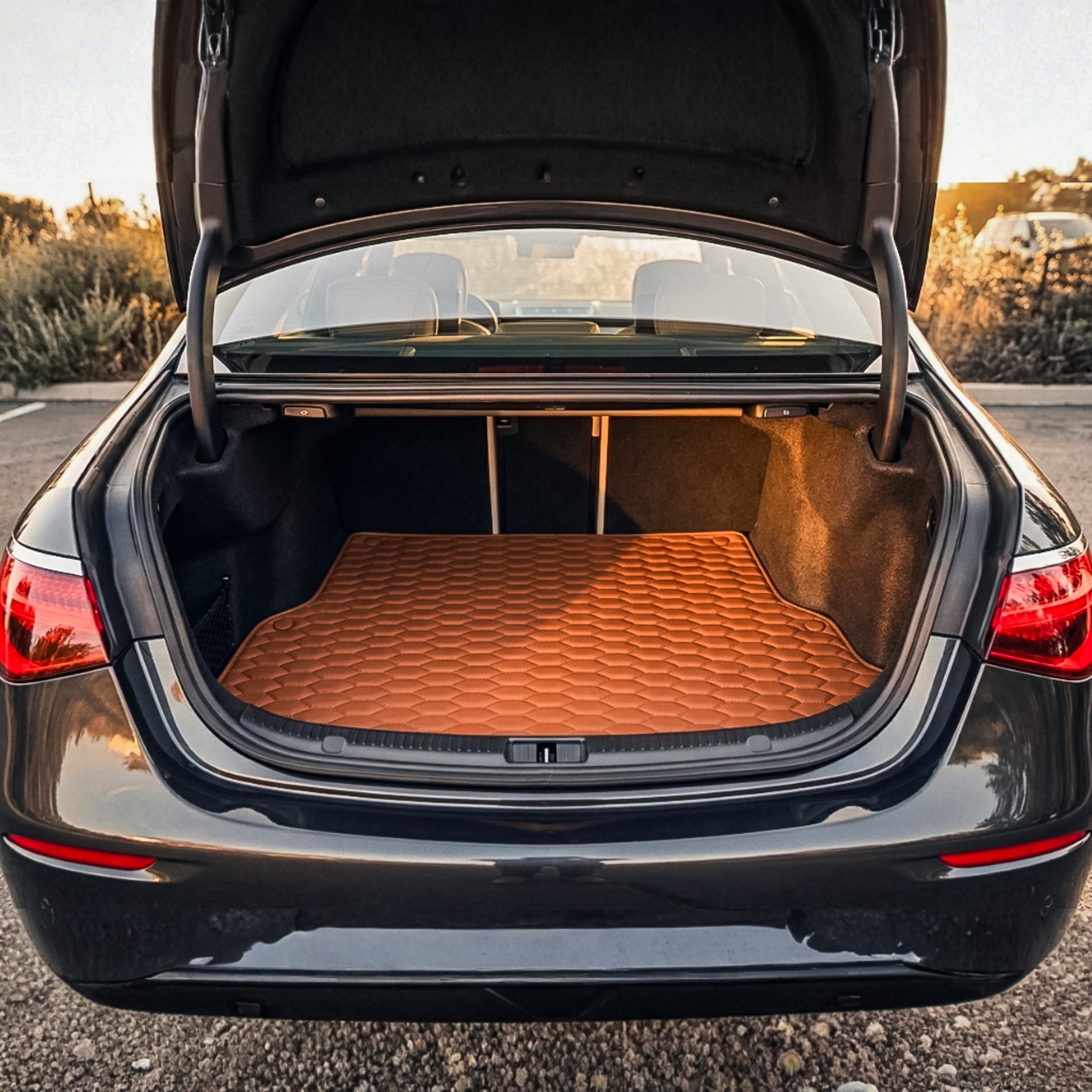Hexa Series Custom Fit Trunk Mats - Caramel Brown
