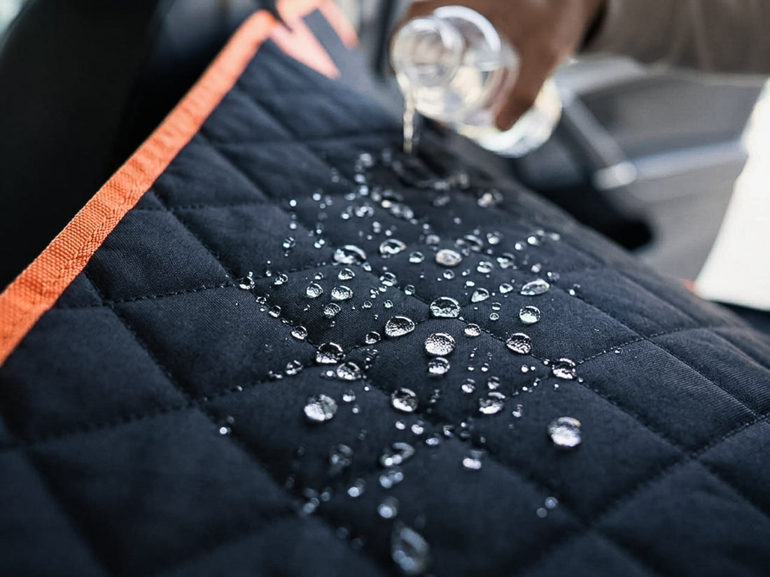Water poured onto the hammock beads up and rolls off the surface