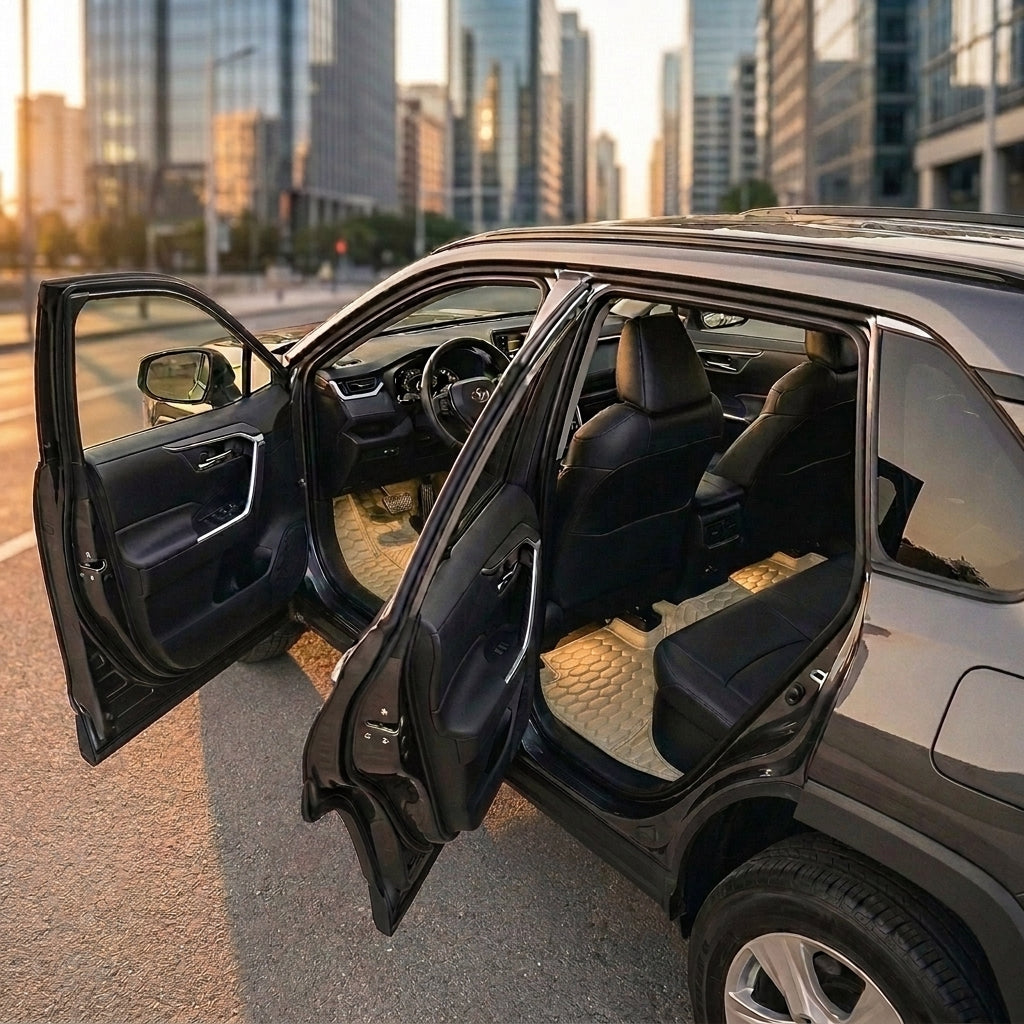 Tapis d'auto sur mesure Hexa - Beige crème