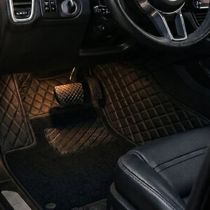 Audi A4 Dual-Layer Floor Mats 2005-2025 - All Black & Black Top Carpet