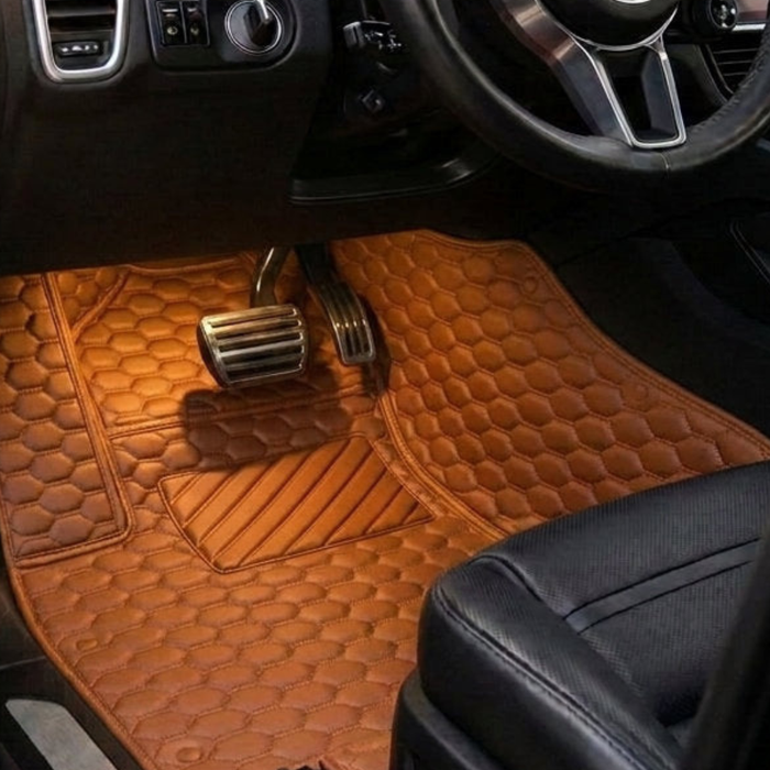 Audi A4 Hexa Floor Mats 2005-2025 - Caramel Brown