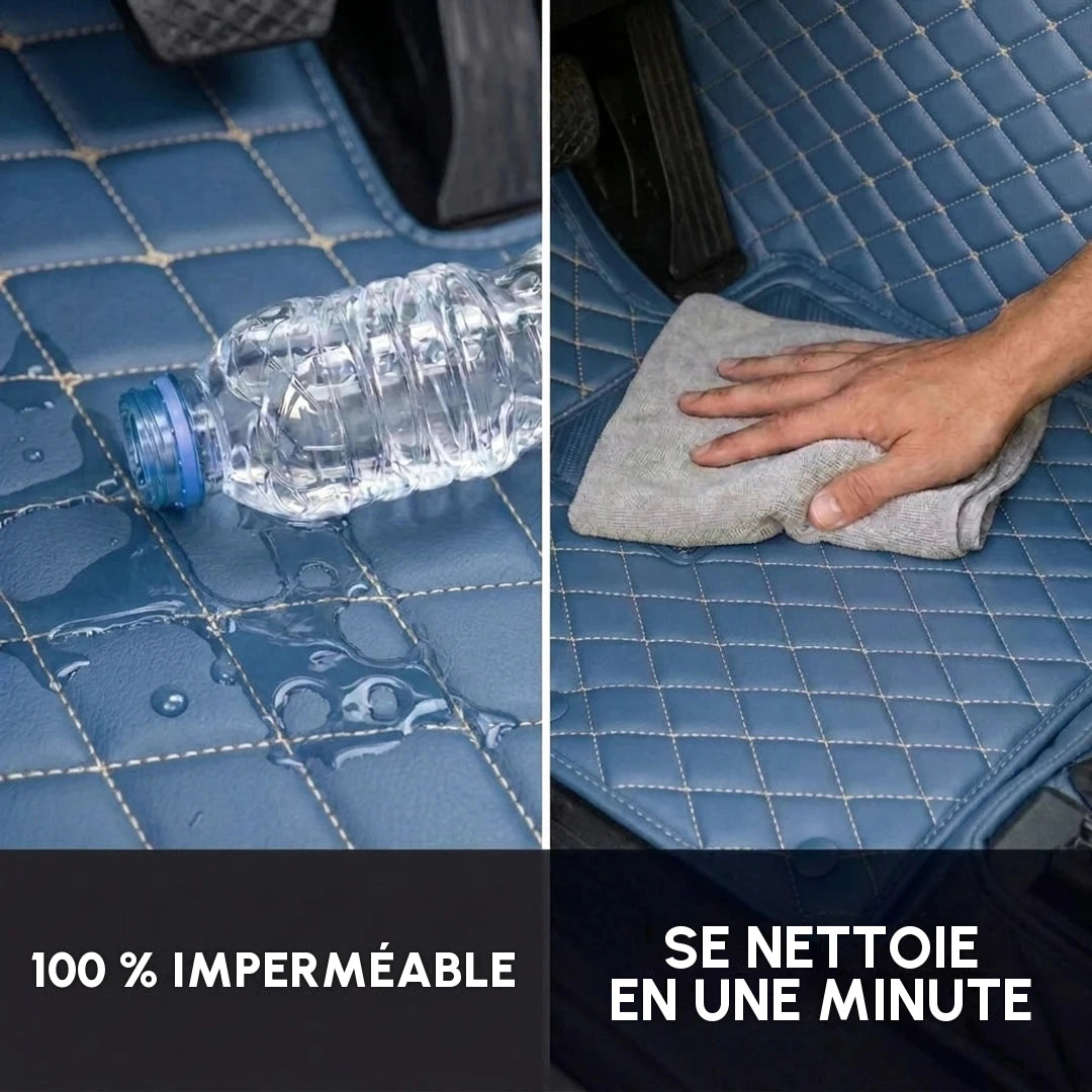 Tapis d'auto Matrikar série Diamond en bleu vintage repoussant l'eau renversée et se nettoyant d'un coup de chiffon