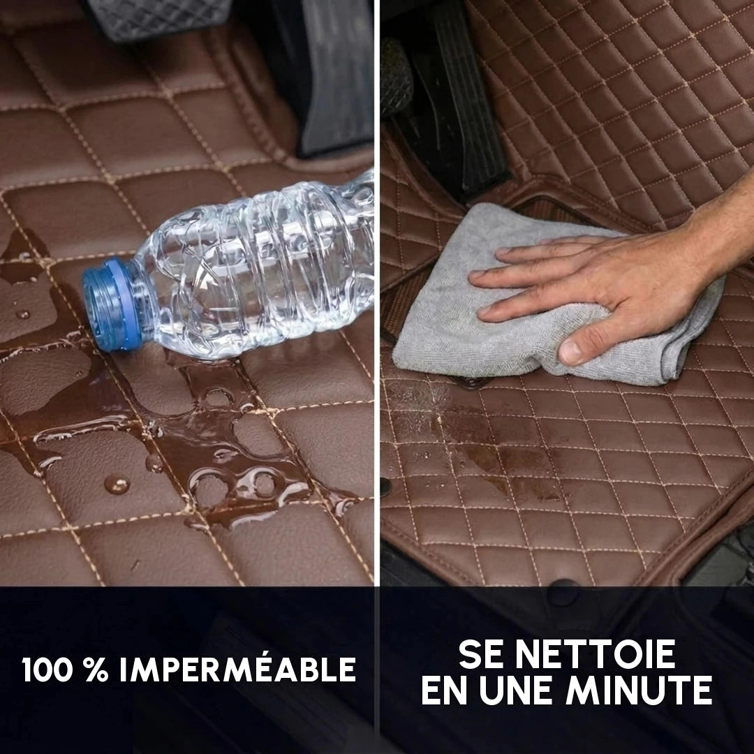 Tapis d'auto Matrikar série Diamond en brun chocolat repoussant l'eau renversée et se nettoyant d'un coup de chiffon
