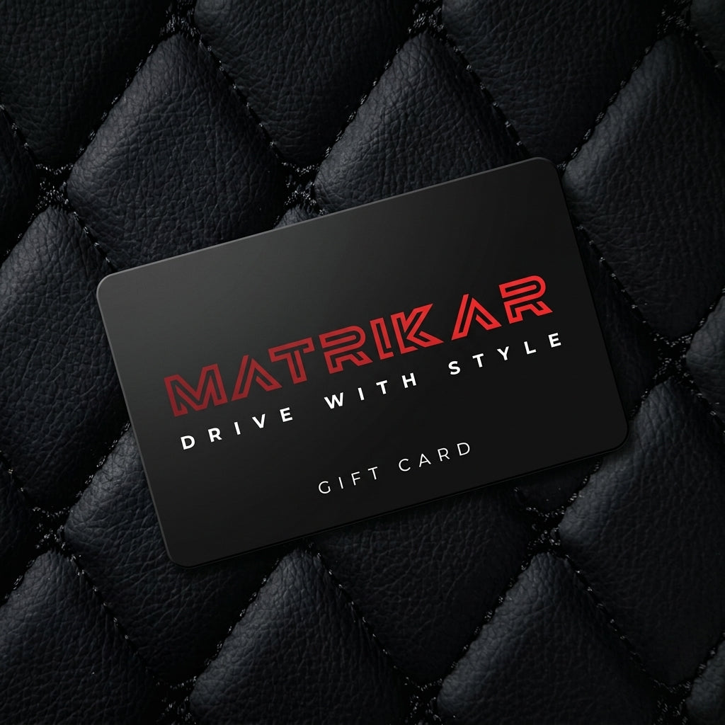 Matrikar gift card on black quilted diamond leather