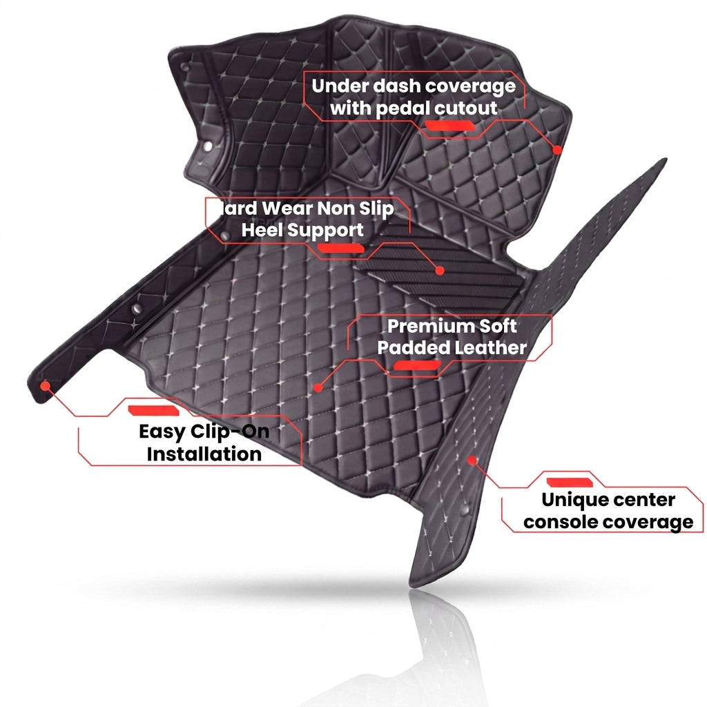 Matrikar Diamond driver-side car mat with pedal cutout and center console coverage