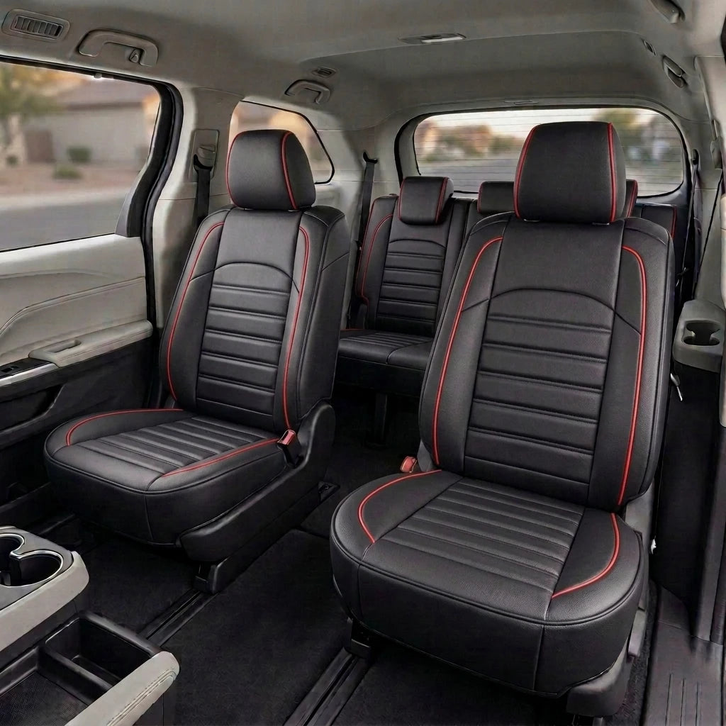 Ribbed Sport Series Custom Fit Seat Covers - Black & Red