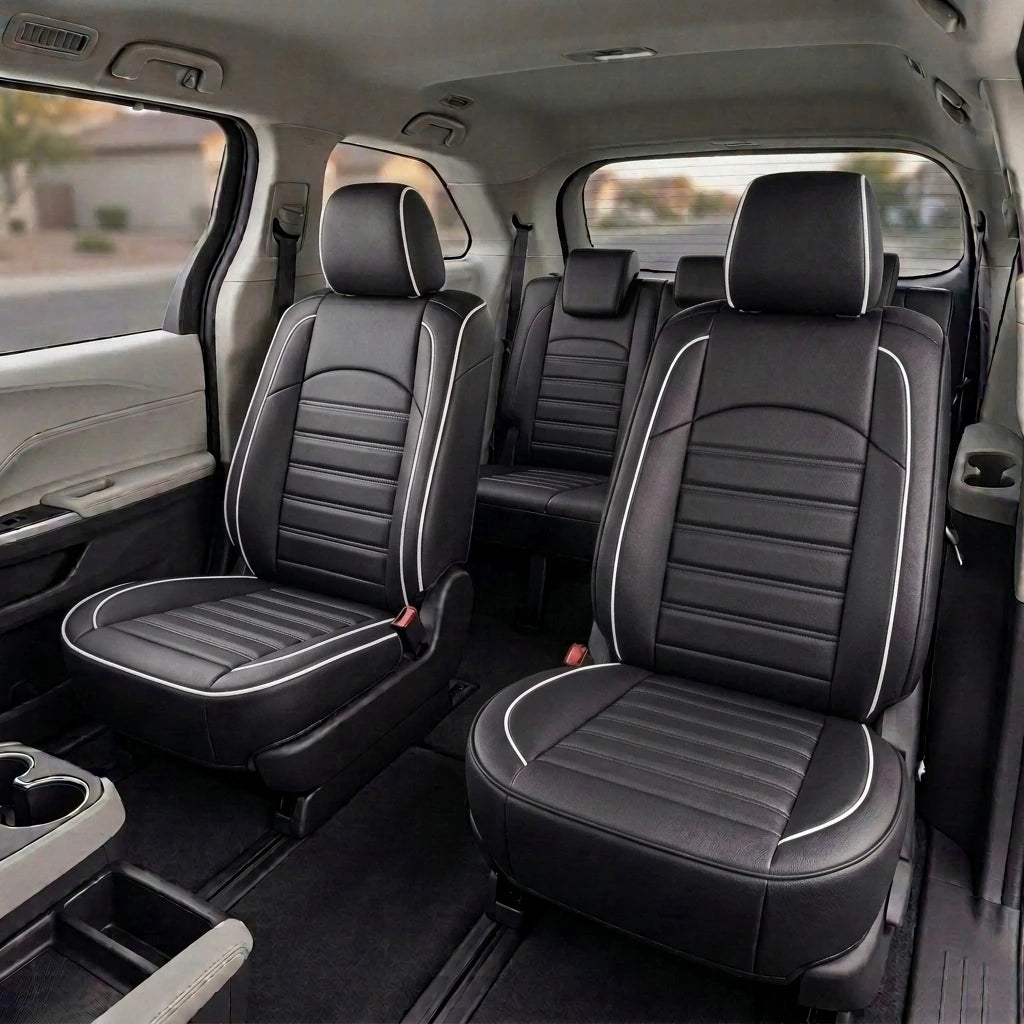 Ribbed Sport Series Custom Fit Seat Covers - Black & White